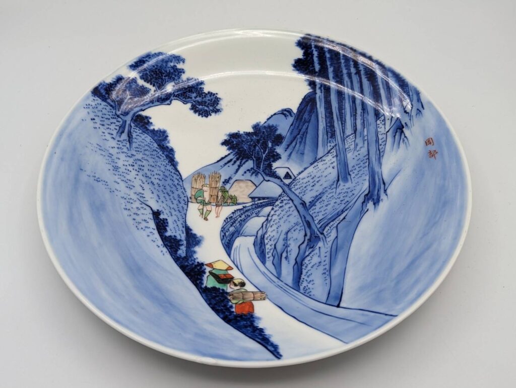 古伊万里 染付風景図皿